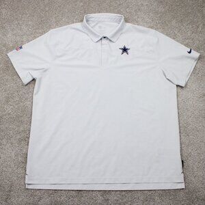 Nike Dallas Cowboys Polo Shirt Men 2XL XXL Gray Dri-Fit Snap Button S/S Pullover